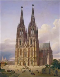 Vue idéale de la cathédrale de Cologne depuis le sud-ouest
